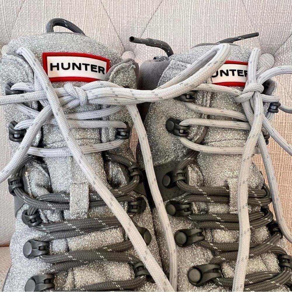 Hunter Glitter Insulated Waterproof Commando Snow Boots Grey US 8 - Picture 5 of 9